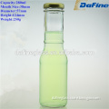 Hot sale cheap clear 280ml glass beverage bottle with metal lug cap wholesale for fruit juice